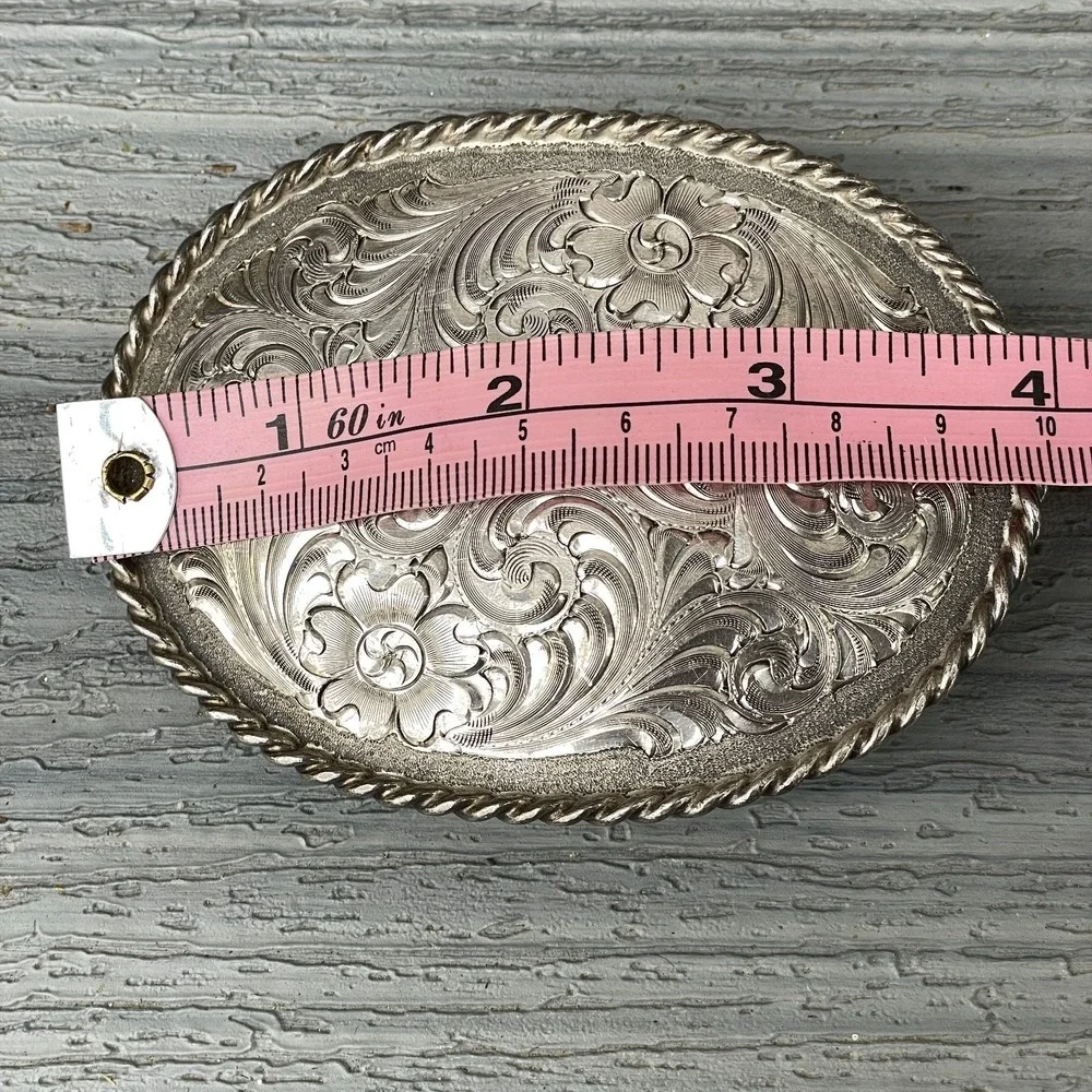 VINTAGE Tony Lama GIST Sierra Silver Buckle Hand Engraved in USA Rodeo Western